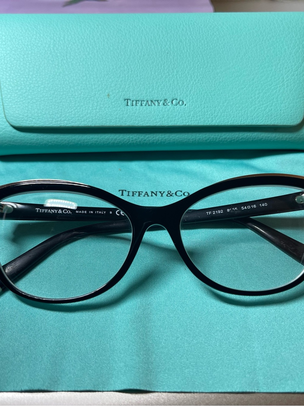 Tiffany & Co. Black Round Cat-Eye Glasses